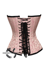 Pink Brocade Gothic Burlesque Bustier Waist Training Overbust Corset Costume